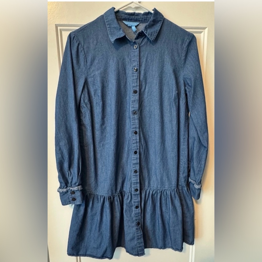 Draper James Chambray Button Front Flounce Hem Sh… - image 2